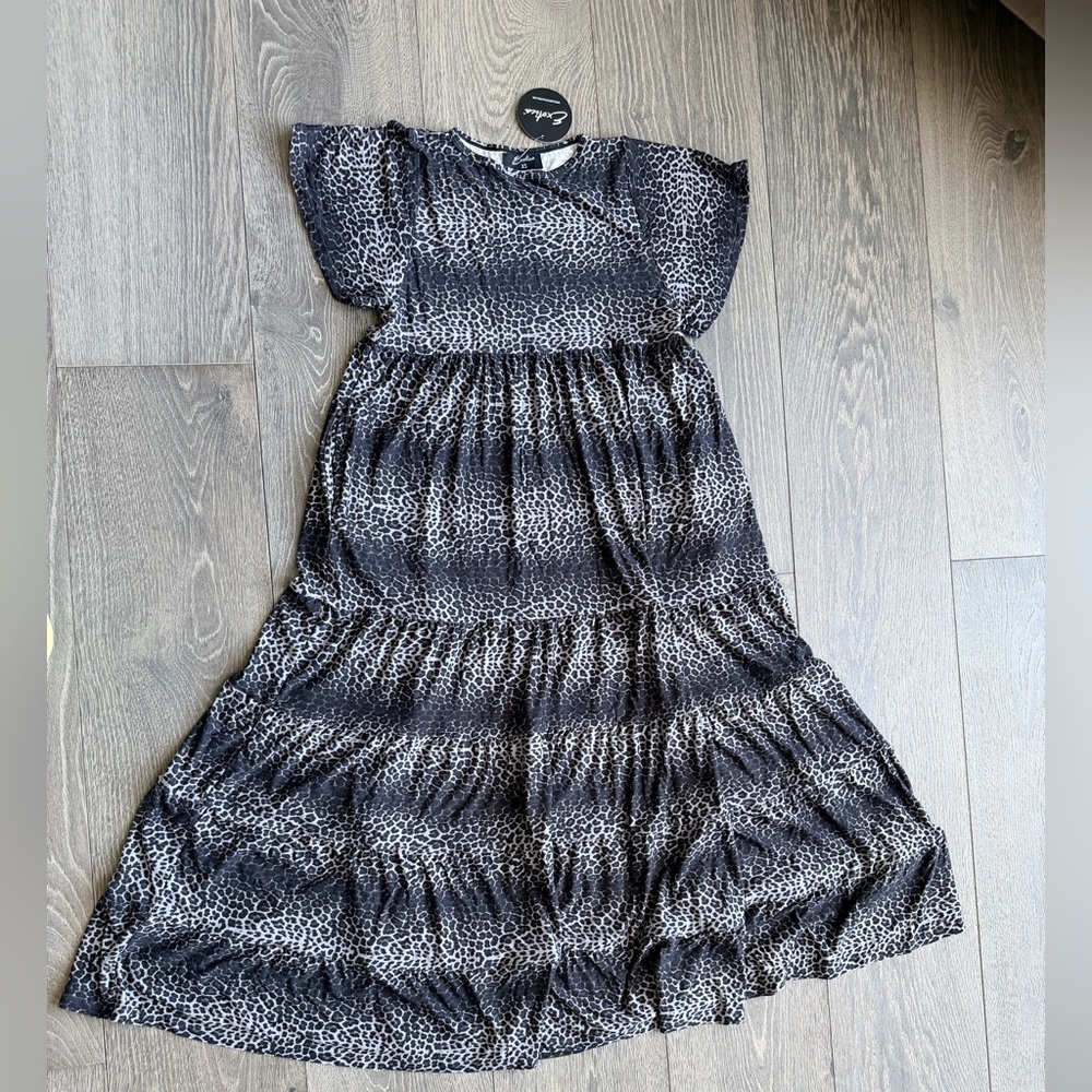 Exotica Jag Swag Slinky to Touch Baby Doll Tiered V-Neck Maxis Dress